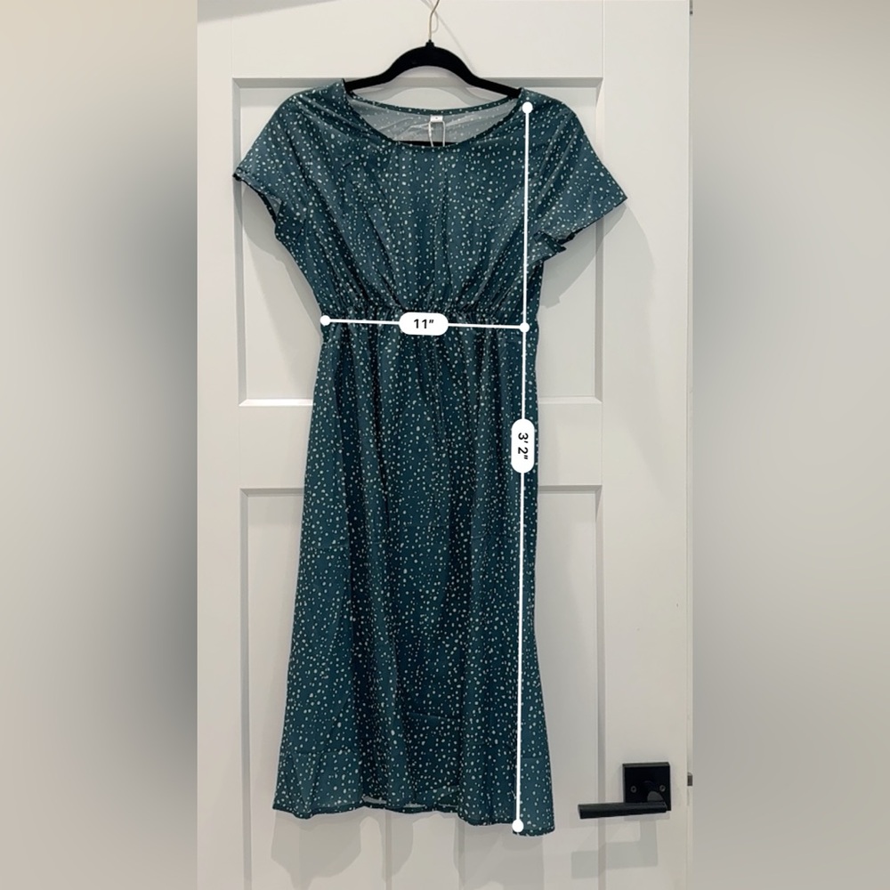 Women's NWT Green Speckled Midi Dress- Size Small - Picture 4 of 9